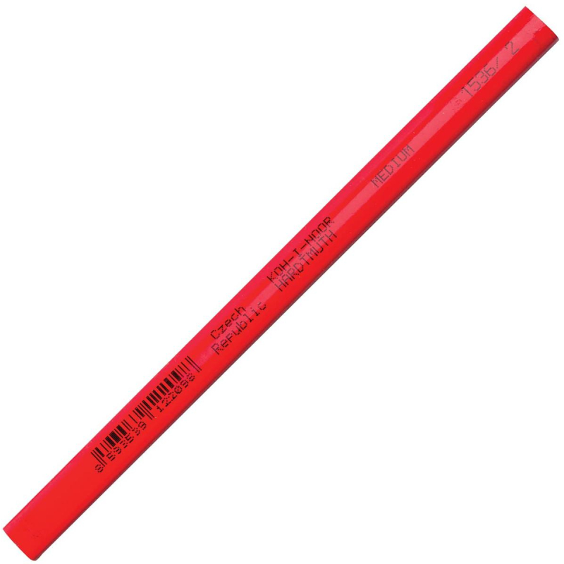 Карандаш чернографитный KOH-I-NOOR СТОЛЯРНЫЙ HB красный корп.153600200177 - фото 1