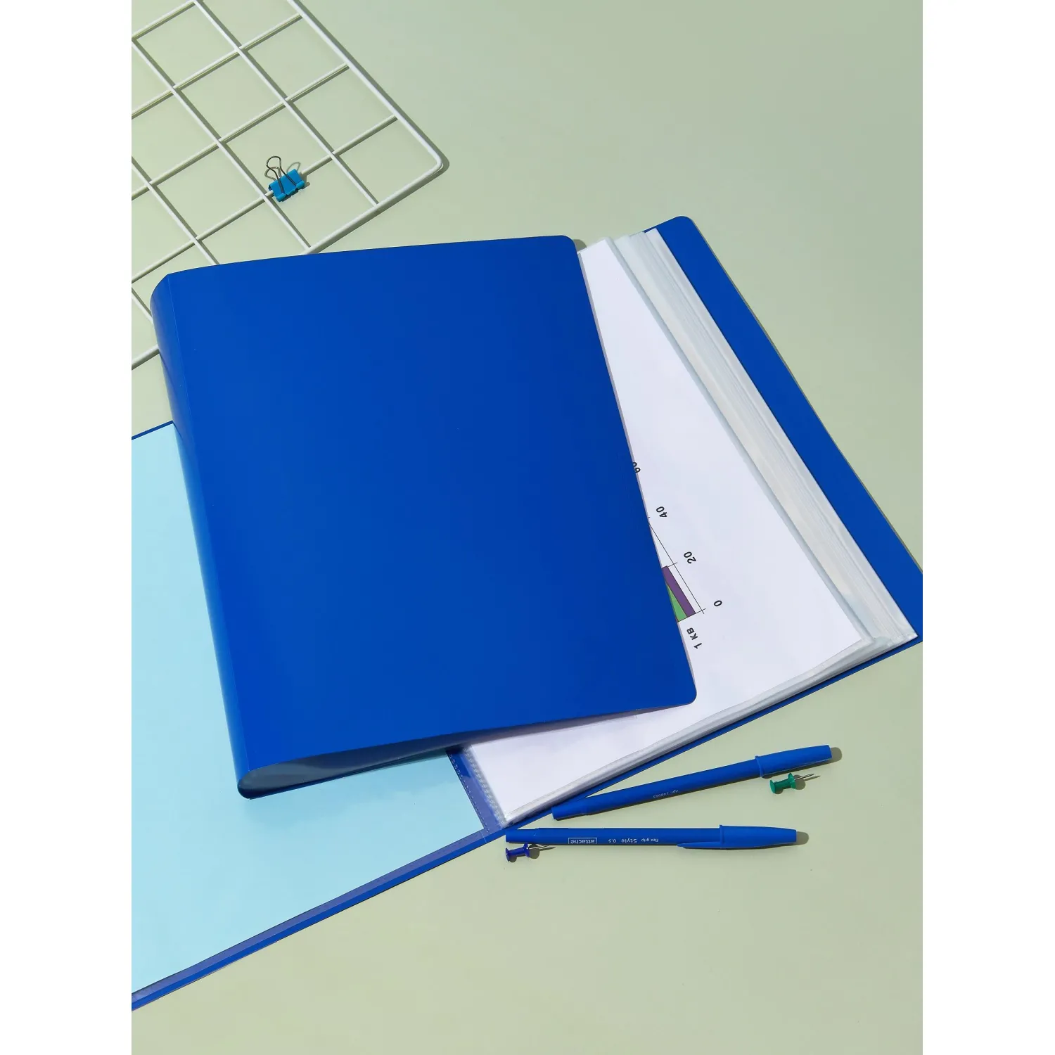 Папка файловая на100 файлов Элементари А4 800мкм син - фото 8