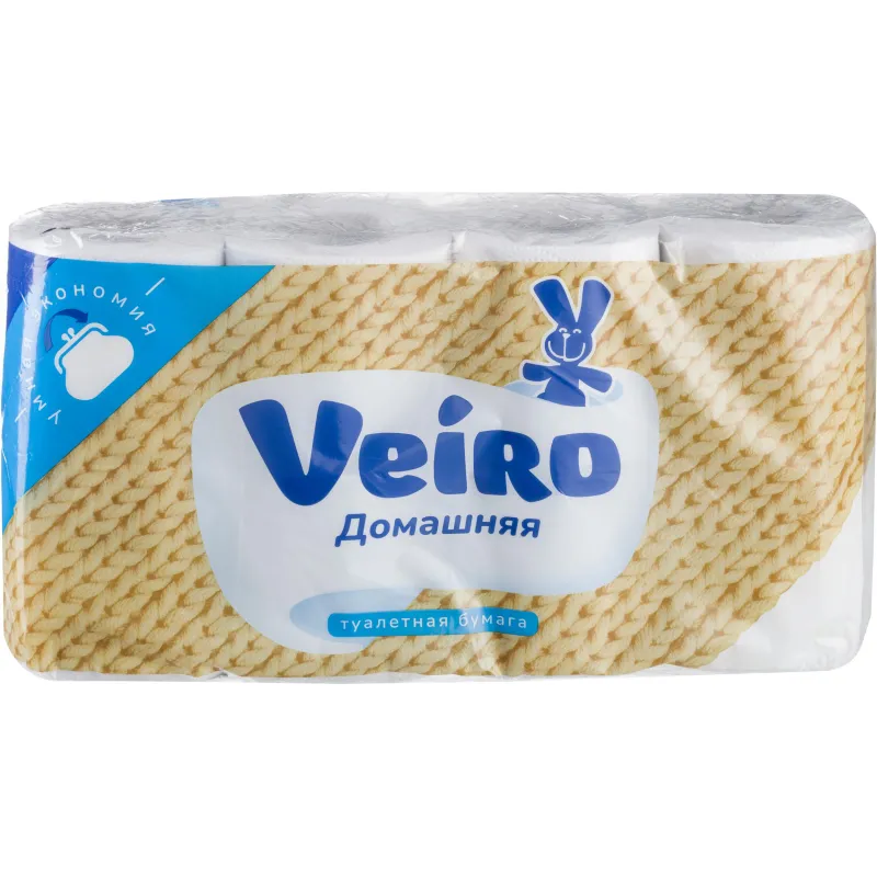 Бумага туалетная Veiro Домашняя 2сл бел втор втул 15м 8рул/уп 1с28 - фото 1