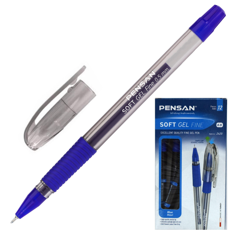 Ручка гелевая неавтомат. PENSAN  SOFT GEL 0,5 синяя,манж - фото 3