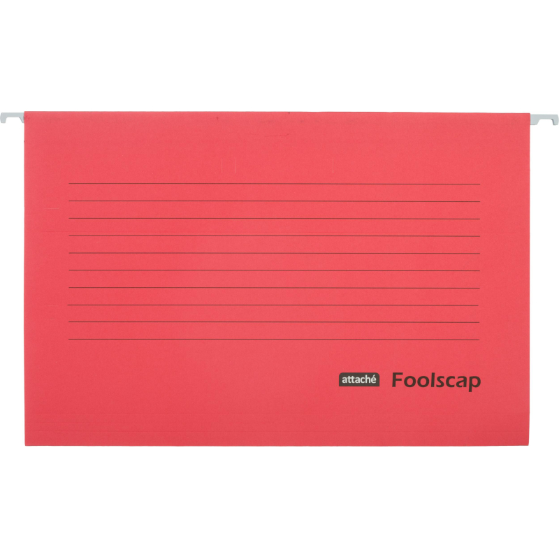 Папка подвесная Attache Foolscap, картон красный, до 200л., 5шт/уп - фото 1