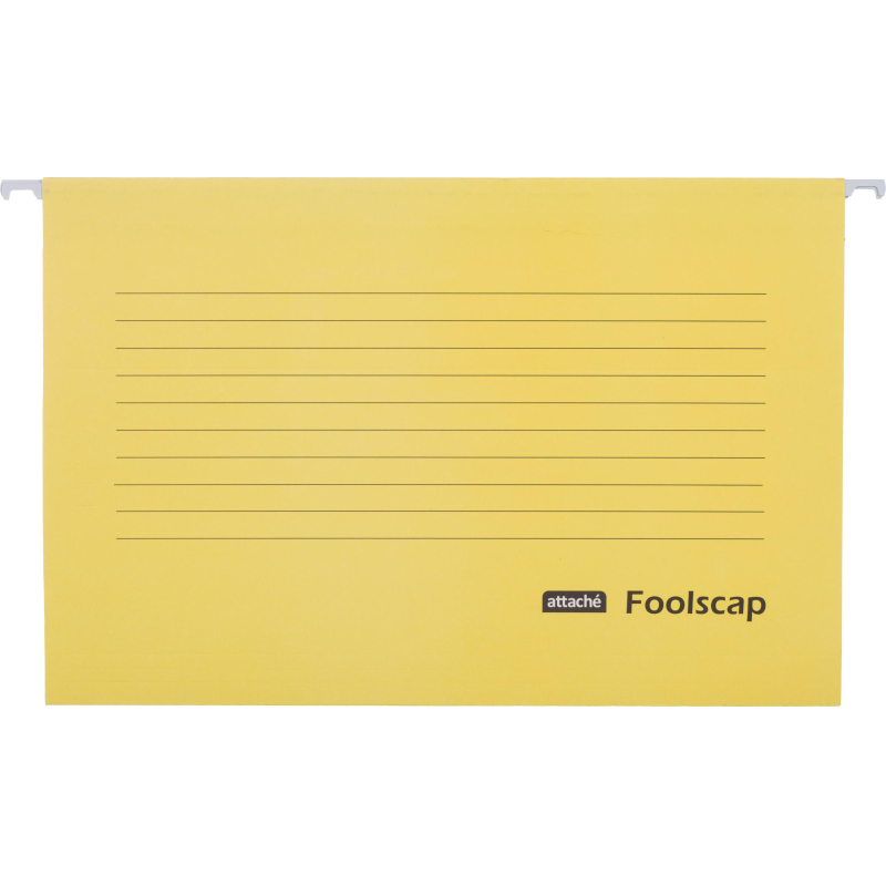 Папка подвесная Attache Foolscap, картон желтый, до 200л., 5шт/уп - фото 1