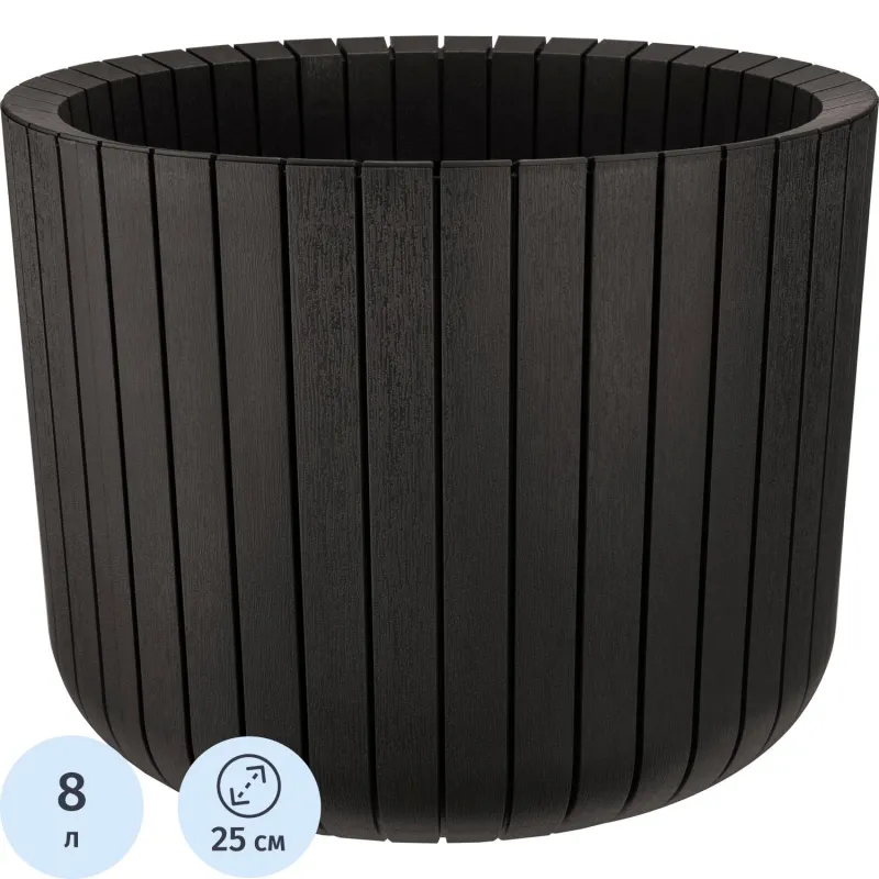 Кашпо ШАТО D250мм H200мм  8л коричневый ротанг,М 3039 - фото 1