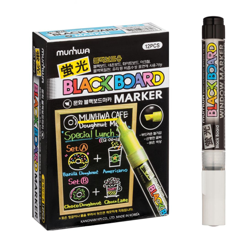 Маркер меловой MunHwa Black Board Marker белый 3мм, водная основа BM-05 - фото 8
