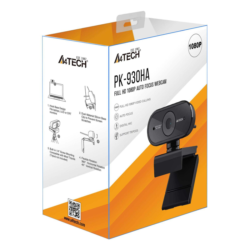 Веб-камера A4Tech PK-930HA черный 2Mpix (1920x1080) USB2.0 с микрофоном - фото 5