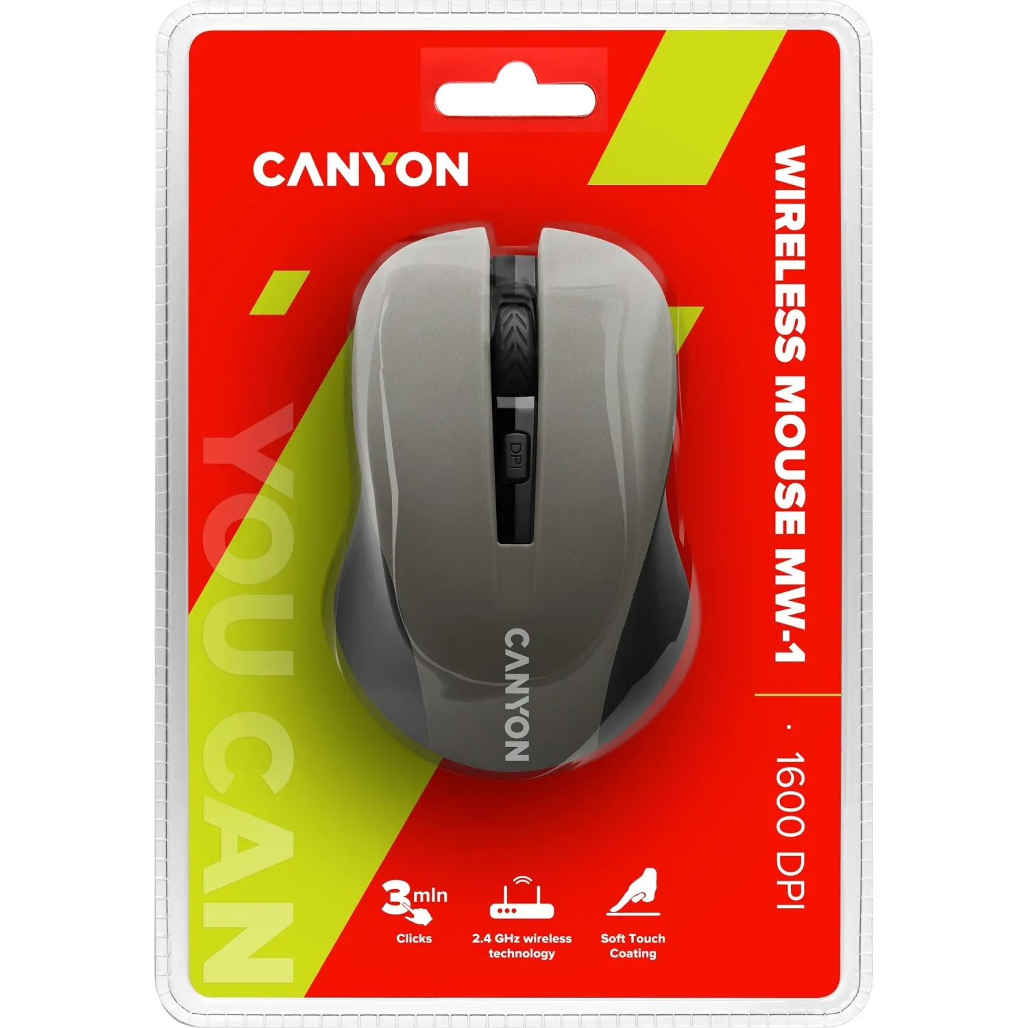 Мышь компьютерная Canyon MW-1, беспроводная, серый (CNE-CMSW1G) - фото 3