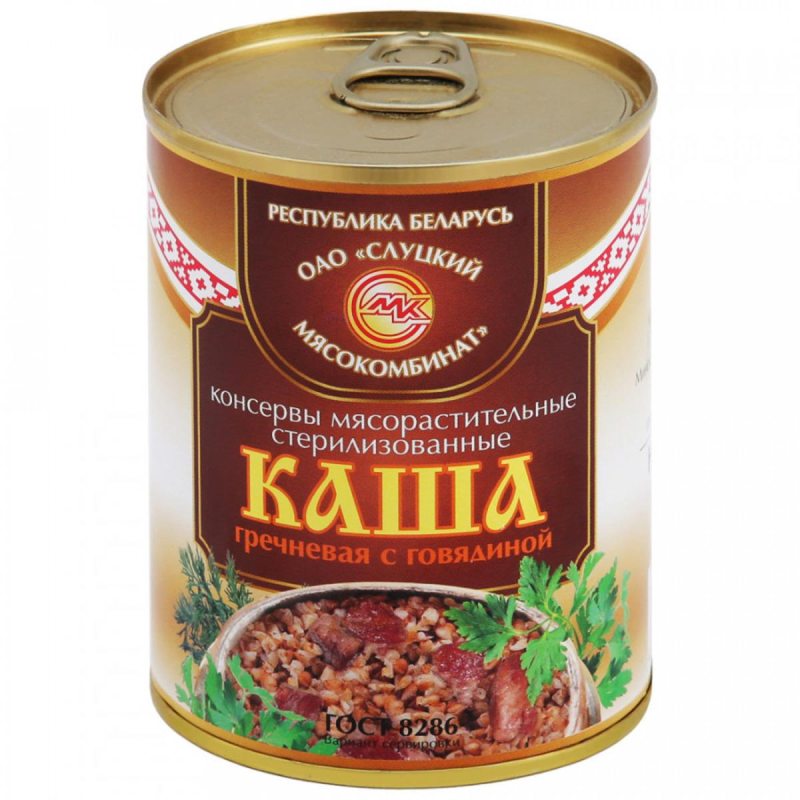 Каша Мясные консервы Слуцкий мясокомбинат гречневая с говядиной, 340г - фото 1