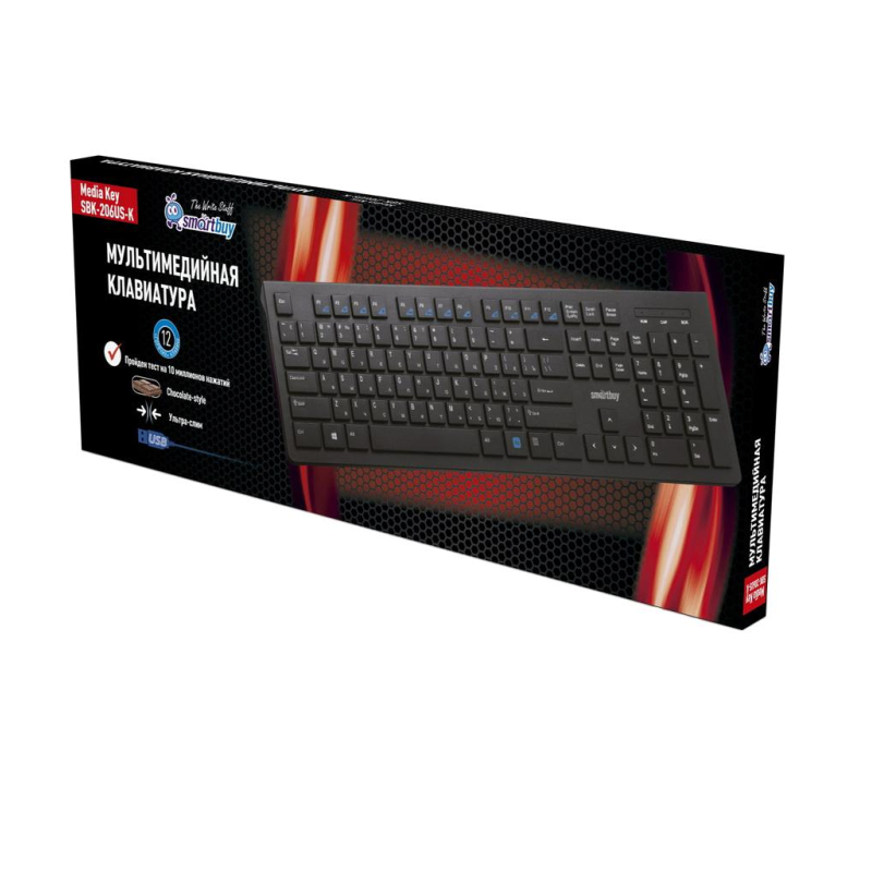 Клавиатура Smartbuy Slim 206 провод мультимедийная USB чер (SBK-206US-K)/20 - фото 4
