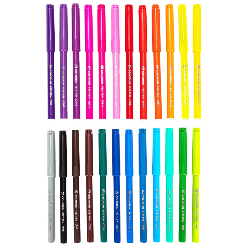 Фломастеры набор Deli ColoRun вентилир. 24цв.пакет с европодвес., EC10023 - фото 2