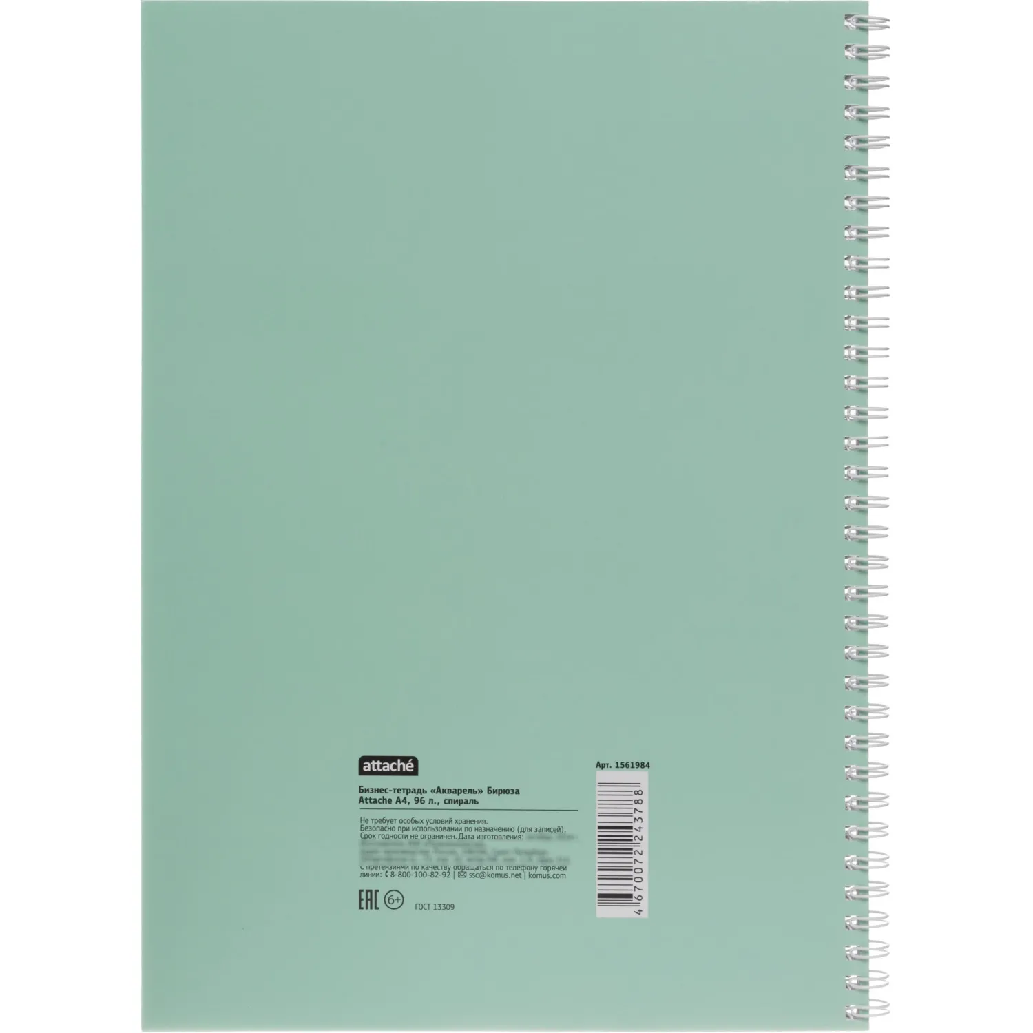 Бизнес-тетрадь Attache Акварель гребень картон А4 96 л,бирюза - фото 8