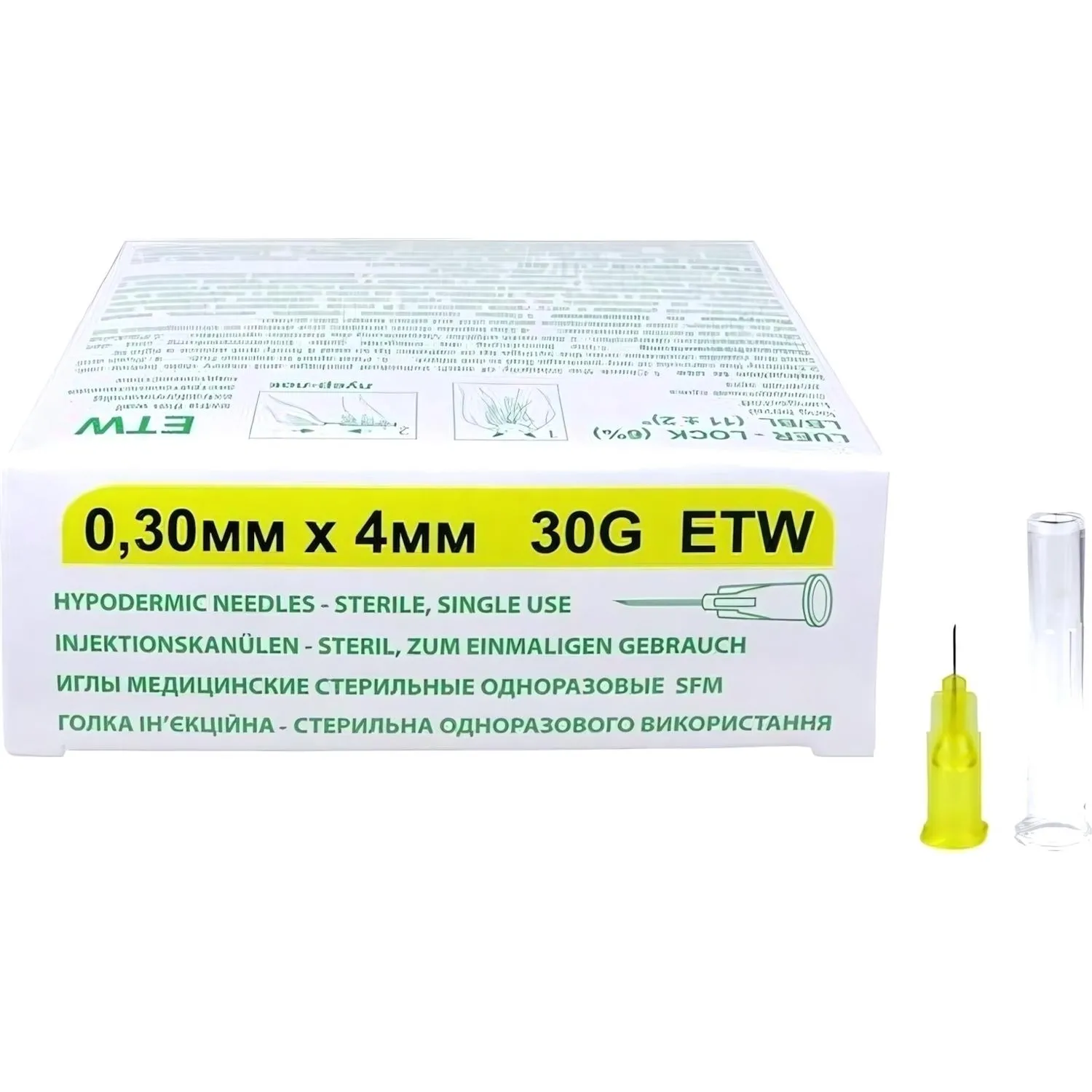 Игла мед. стерил. одноразовая 30G  (0,30х4), SFM 50 шт/упаковка - фото 3