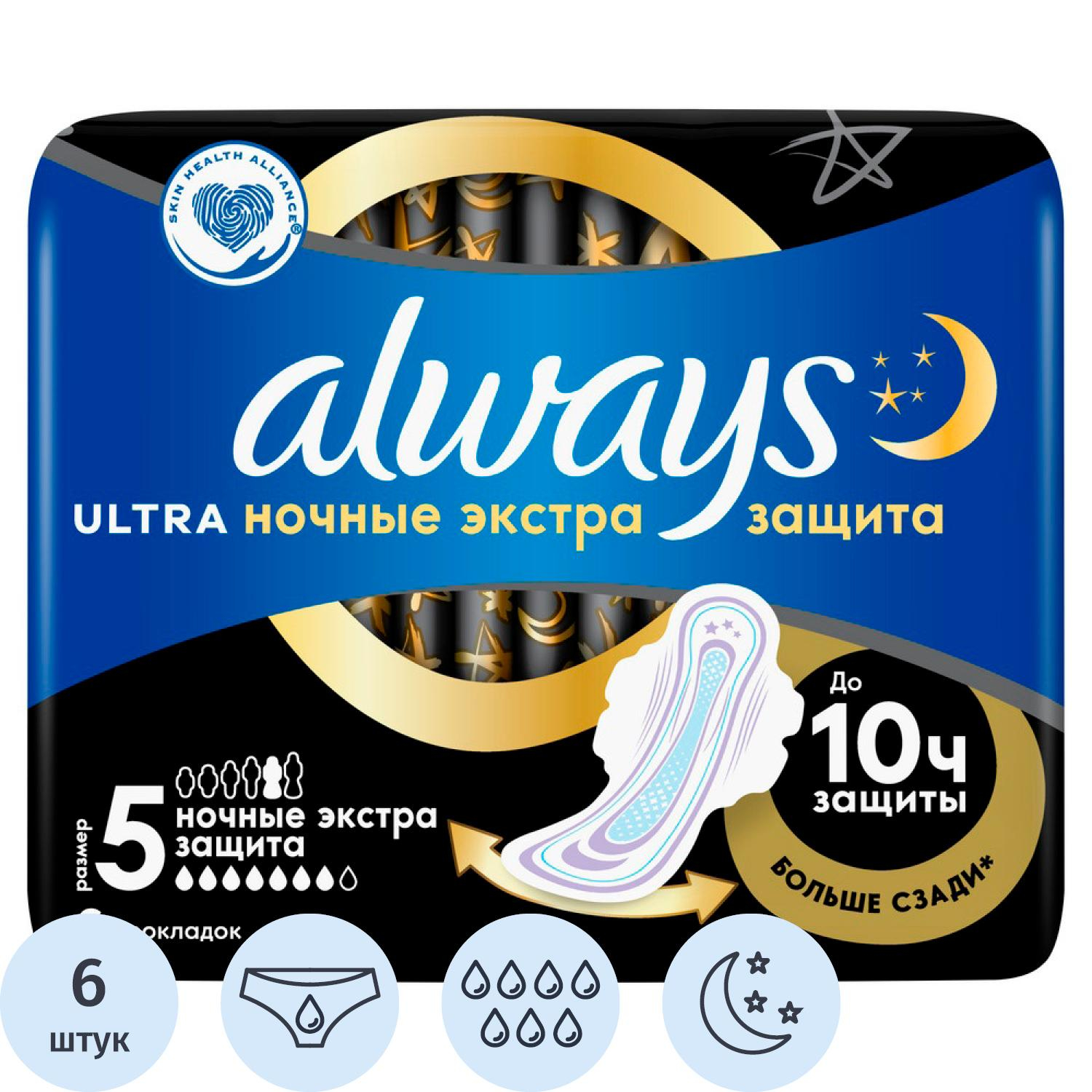 Прокладки женские гигиенические ALWAYS Ultra Night Extra 6шт/уп - фото 1