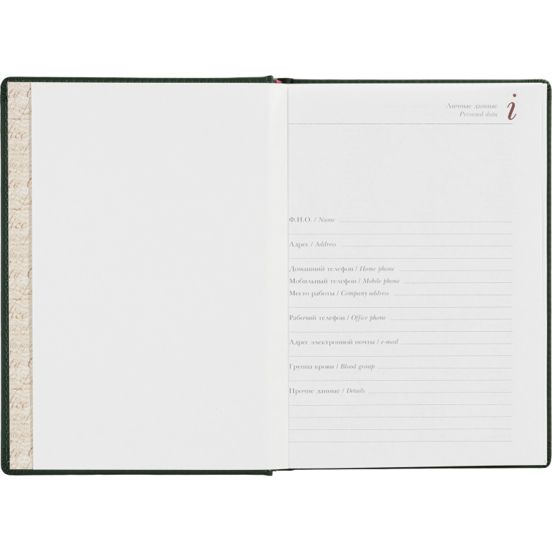 Ежедневник недатированный А5+ Velvet, темно-зеленый 3-115/24 - фото 9