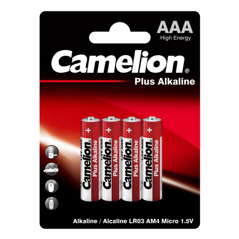Батарейка Camelion AAA/LR 03 Plus Alkaline BL-4 1.5В(4 шт в уп.) - фото 1