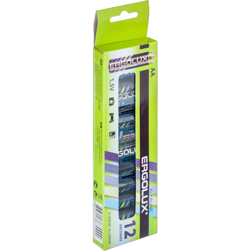 Батарейка Ergolux AA/LR 6 Alkaline BP-12 (LR 6 BP-12, 1.5В)(12 шт в уп.) - фото 2