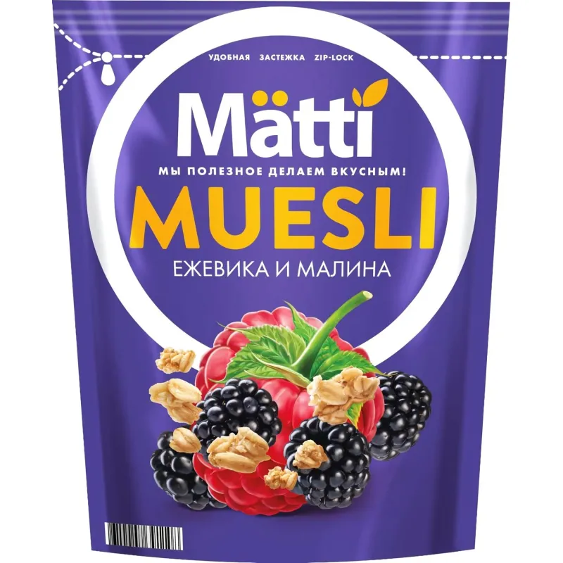 Мюсли   Matti запеченные с ежевикой и малиной, 250г - фото 1