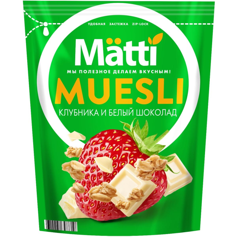 Мюсли   Matti запеченные клубника и белый шоколад, 250г - фото 1