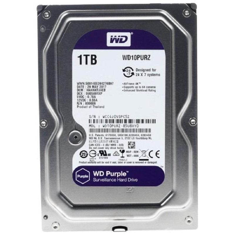 Жесткий диск Western Digital Purple 1Tb, SATA, 5400rpm, 64MB(WD10PURZ) - фото 1