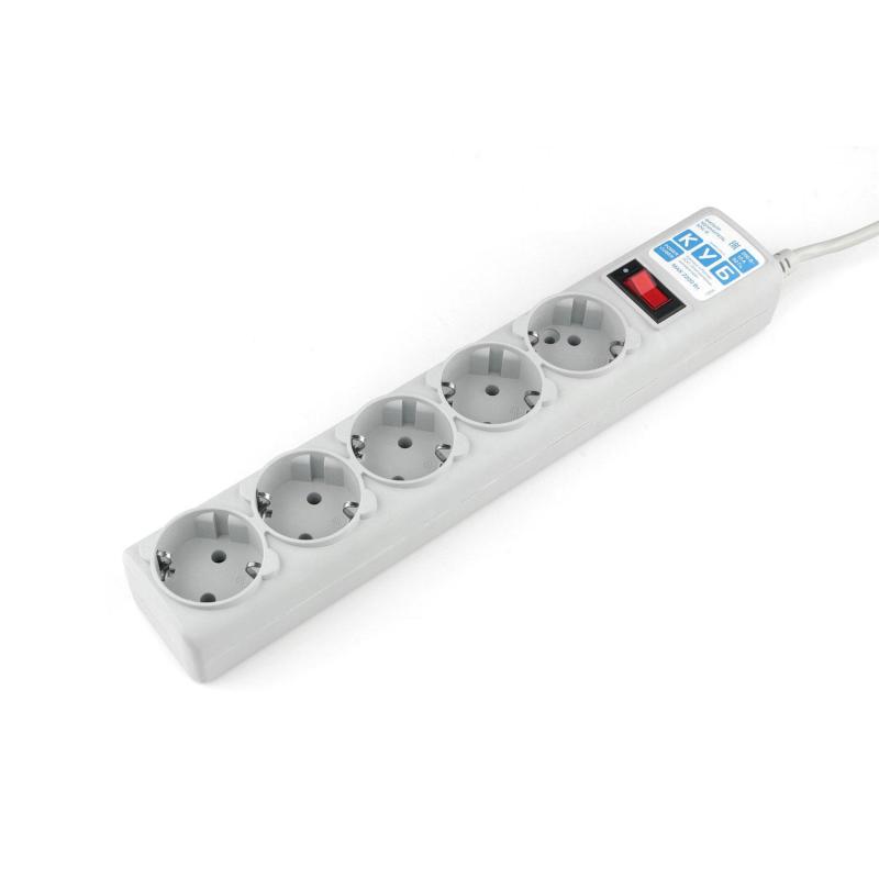 Сетевой фильтр Power Cube B 1.9 м 5 розеток (серый) 10А/2,2кВт(SPG-B-6) - фото 2