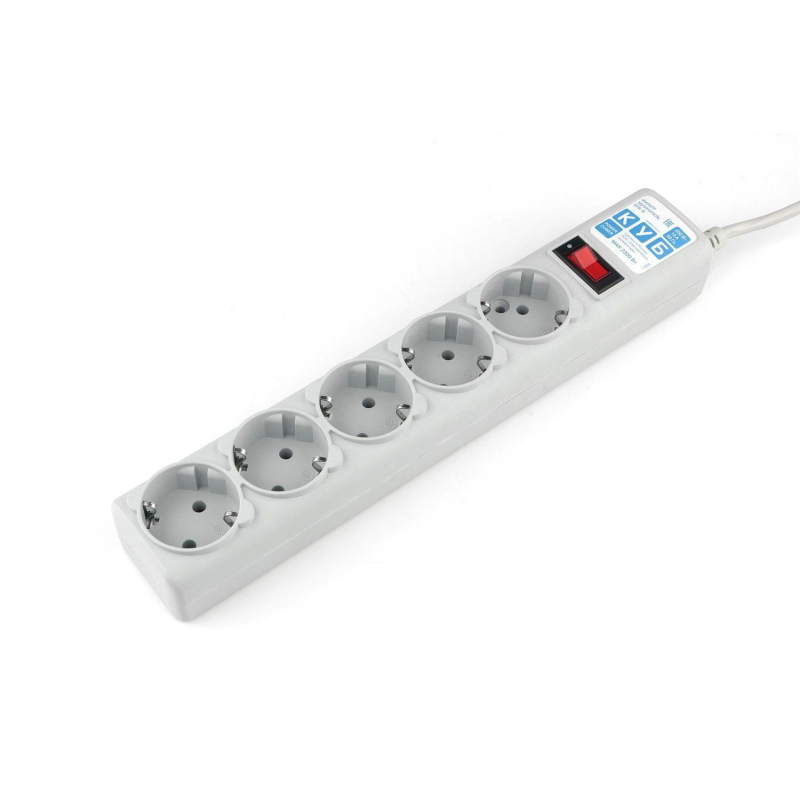 Сетевой фильтр Power Cube B 5.0 м 5 розеток (серый) 10А/2,2кВт (SPG-B-15) - фото 2