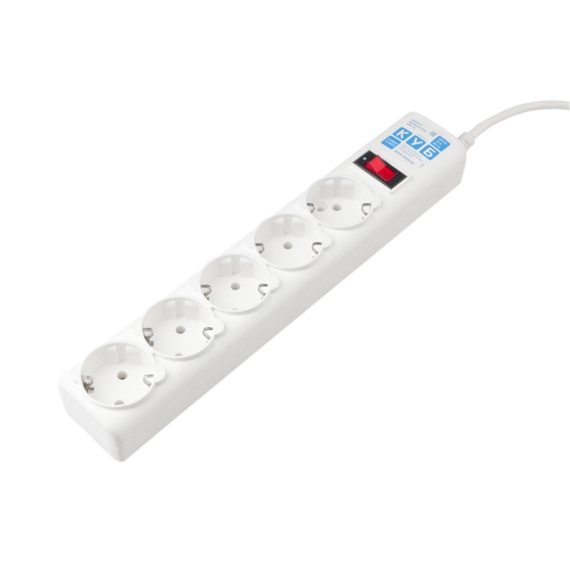 Сетевой фильтр Power Cube B 0,5 м 5 роз. белый 10А/2,2кВт(SPG-B-0,5М-WHITE) - фото 2