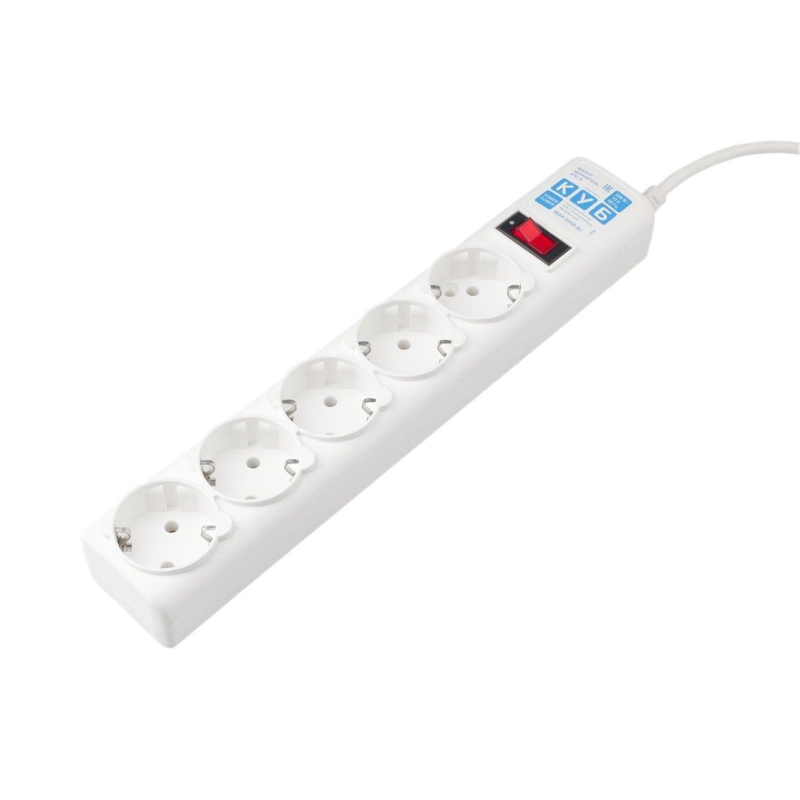 Сетевой фильтр Power Cube B 5.0 м 5 роз (белый) 10А/2,2кВт(SPG-B-15-WHITE) - фото 2