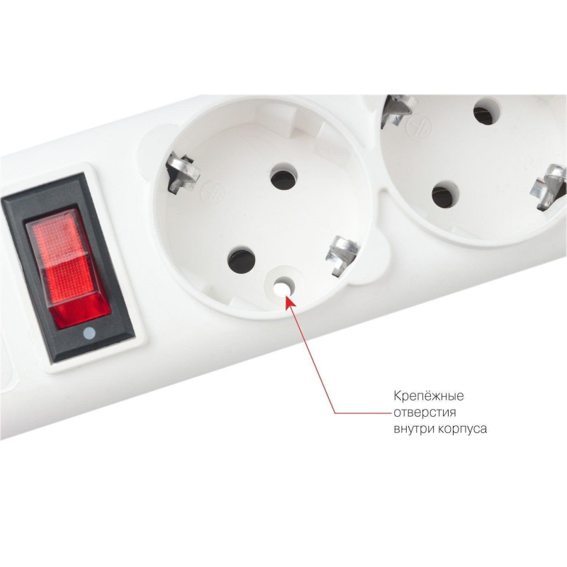 Сетевой фильтр Power Cube B 5.0 м 5 роз (белый) 10А/2,2кВт(SPG-B-15-WHITE) - фото 4