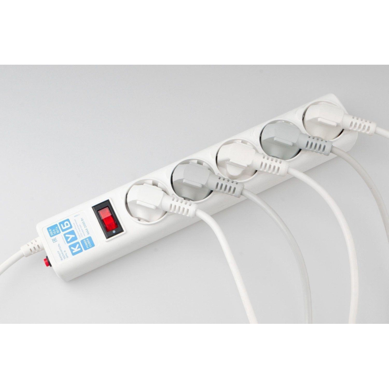 Сетевой фильтр Power Cube B 5.0 м 5 роз (белый) 10А/2,2кВт(SPG-B-15-WHITE) - фото 6
