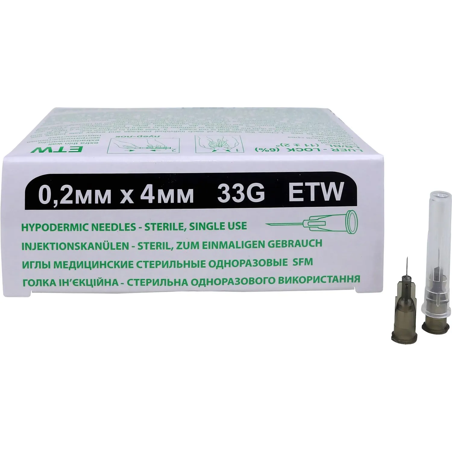 Игла мед. стерил. одноразовая 33G  (0,2х4), SFM, 50 шт/упаковка - фото 1