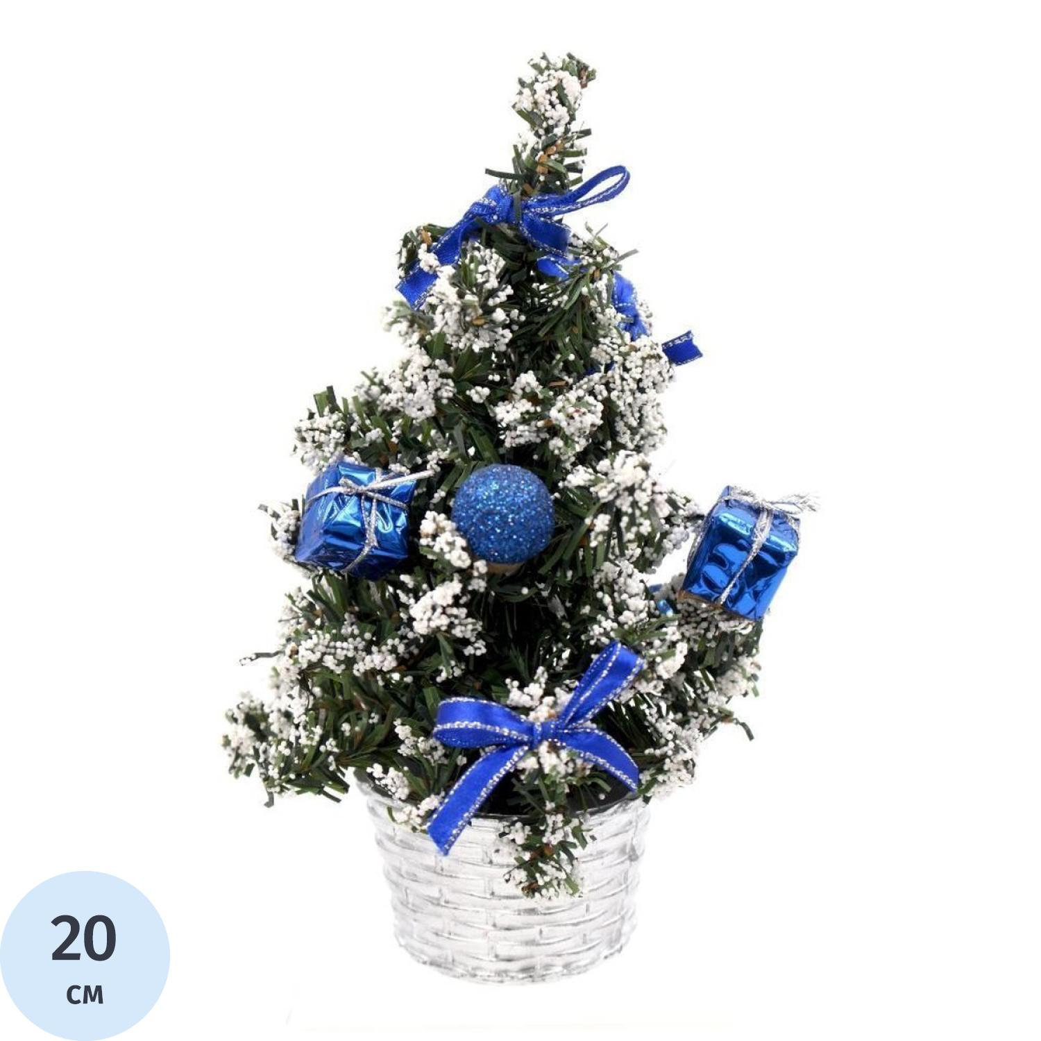 Елка настольная Елка, с декором, синий L12 W12 H20 см 237299 - фото 1