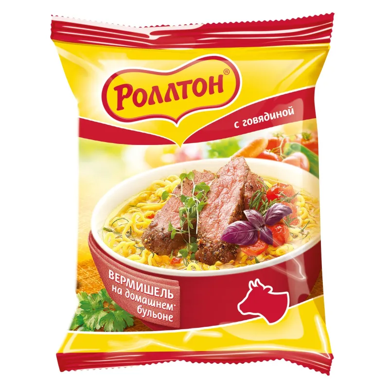 Вермишель Роллтон на домашнем бульоне говядина, 60гх42шт/уп - фото 1