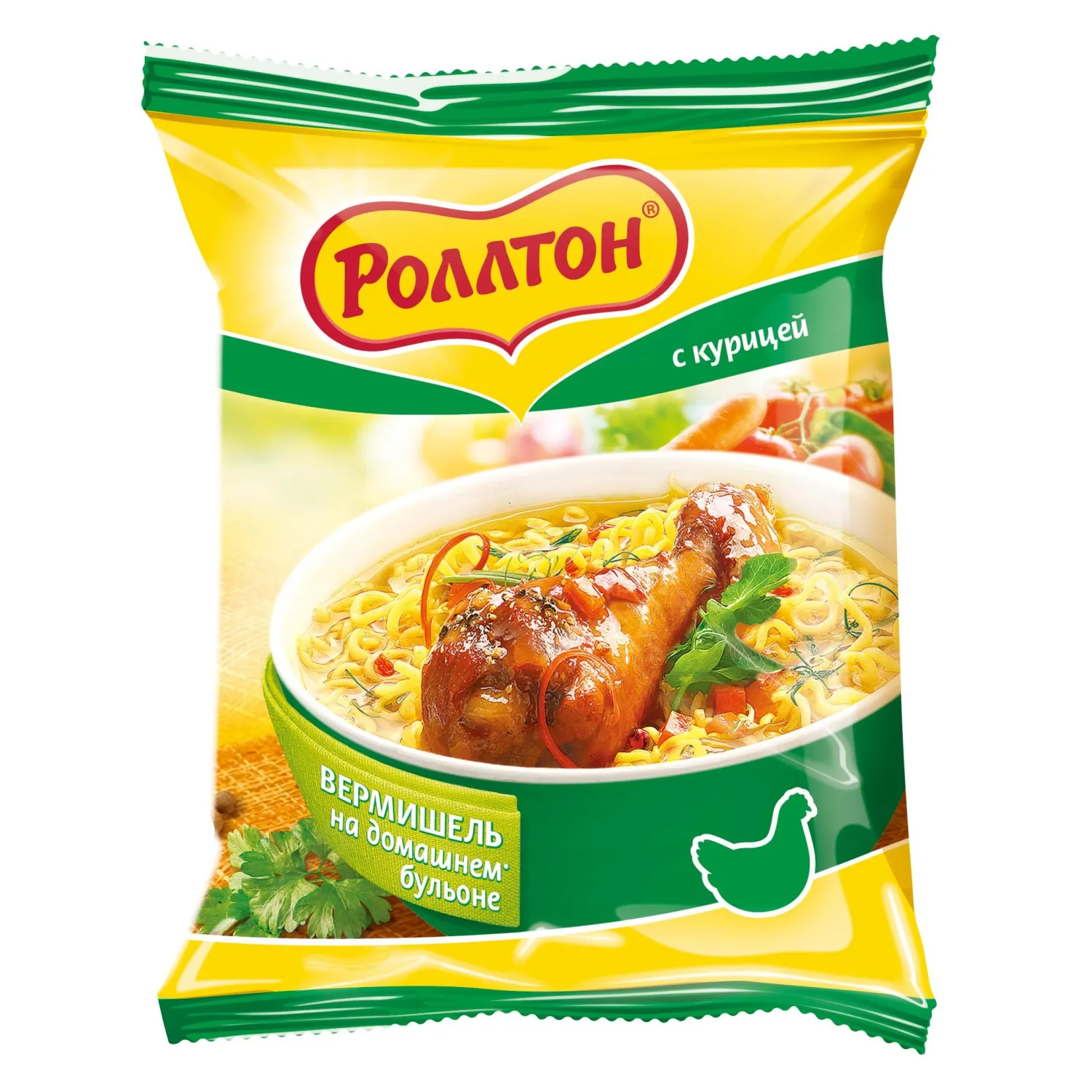 Вермишель Роллтон на домашнем бульоне курица, 60гх42шт/уп - фото 1