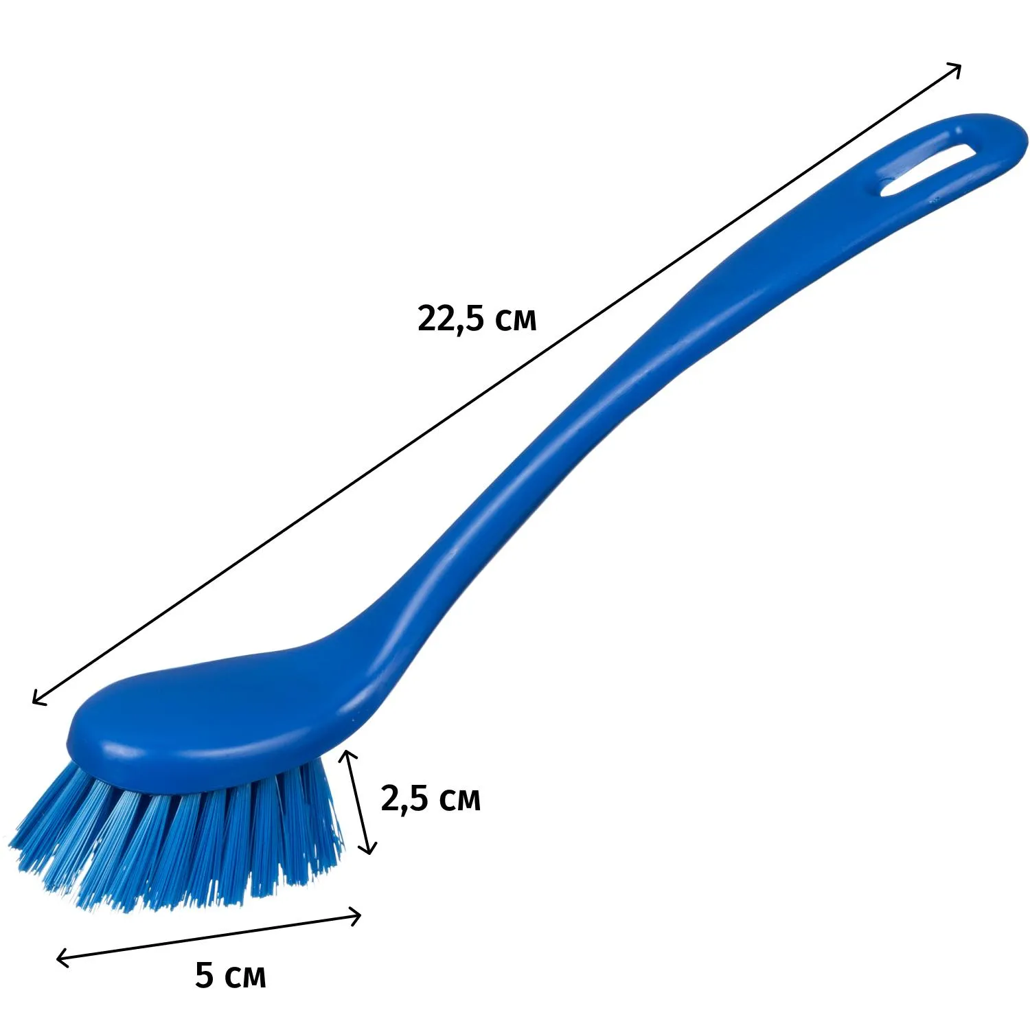 Щетка для мытья посуды FBK, удлинненная полужесткая 225х35мм синяя 10466-2 - фото 2