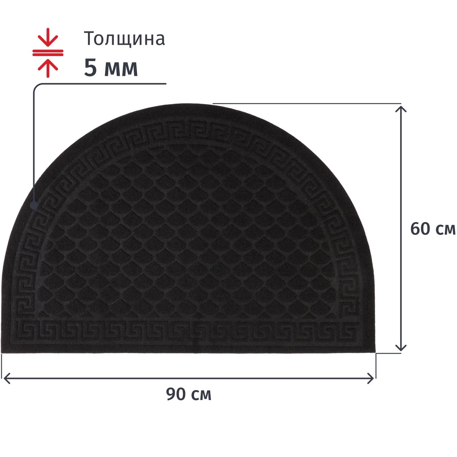 Коврик входной влаговпитывающий с тисн ХОЛЛ In'Loran 60х90см черн 130К-696 - фото 2