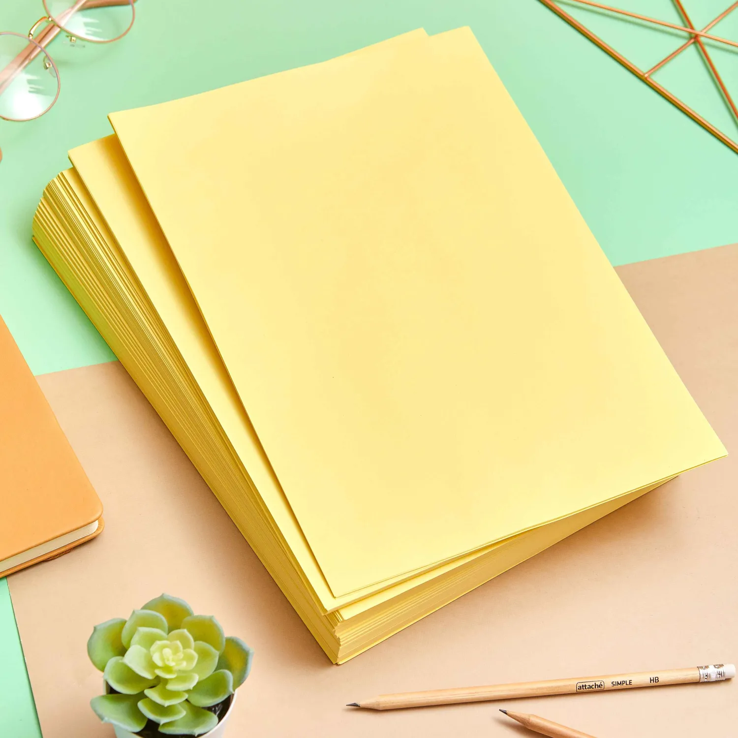 Бумага цветная (желтый пастель), 70г, А4, 500 л - фото 8