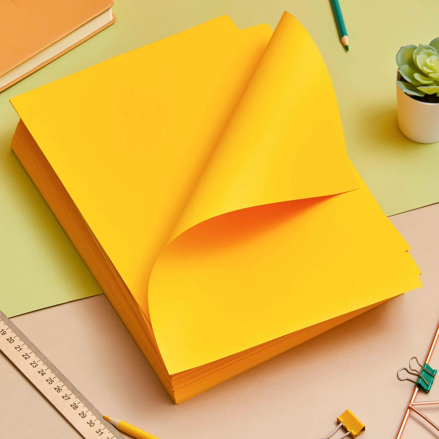 Бумага цветная (желтый интенсив), 70г, А4, 500 л - фото 5