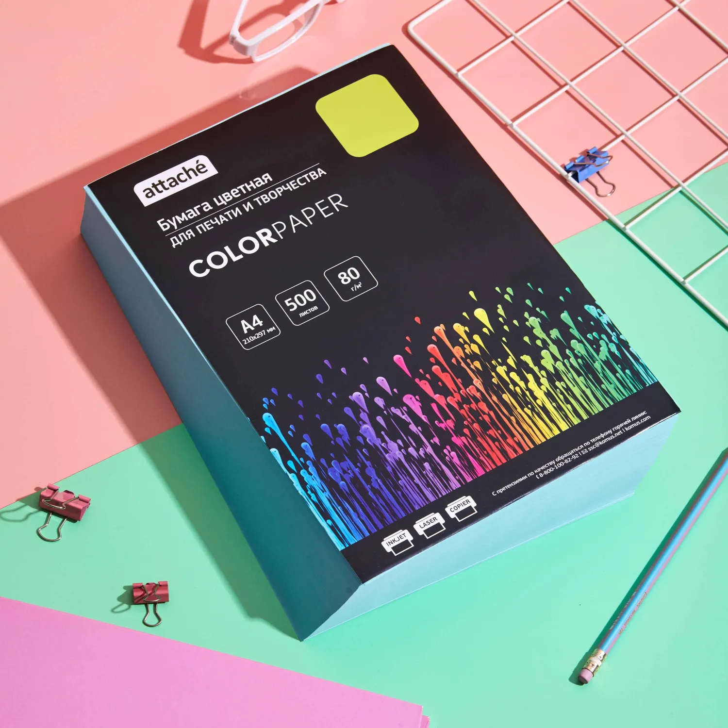 Бумага цветная Attache (голубой пастель), 80г, А4, 500 л - фото 5