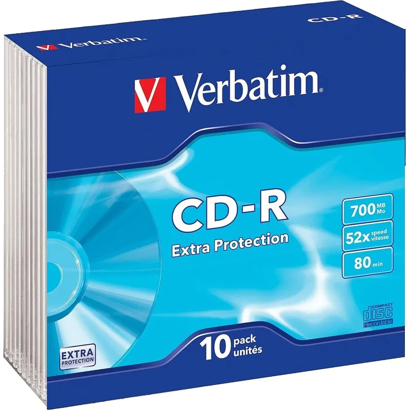 Носители информации Verbatim CD-R 700Mb 52x Slim/10 43415 Extra Protect - фото 1