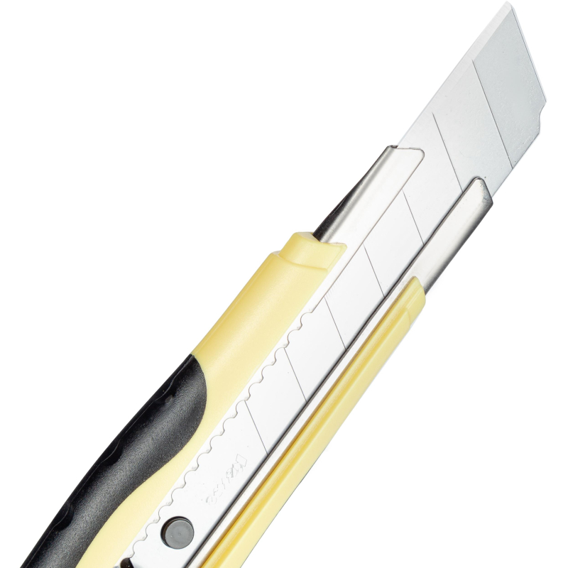 Нож канцелярский 18 мм КОМУС , с фиксатором, мет.направл.цв. в ассорт. - фото 8