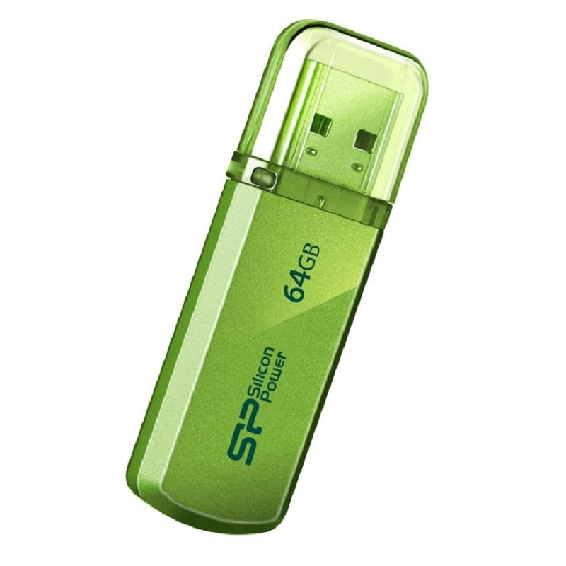 Флеш-память Silicon Power Helios 101 64GB USB 2.0, зеленый, алюминий - фото 1