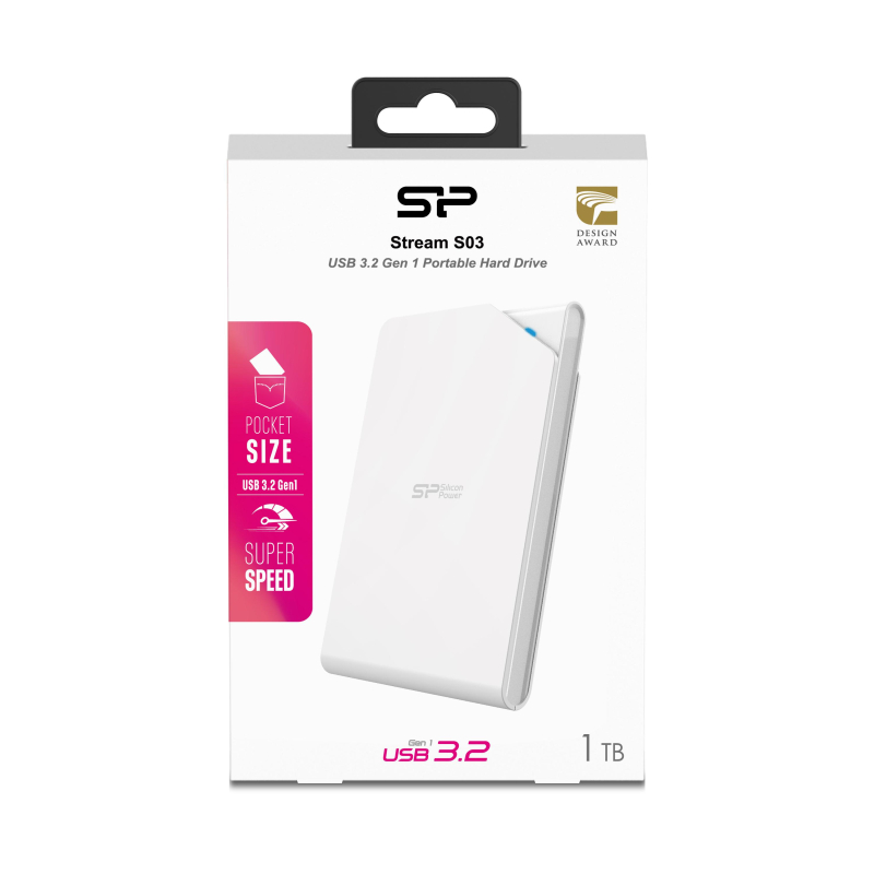 Портативный HDD Silicon Power Stream S03 1 TB USB 3.2, белый, пластик - фото 3