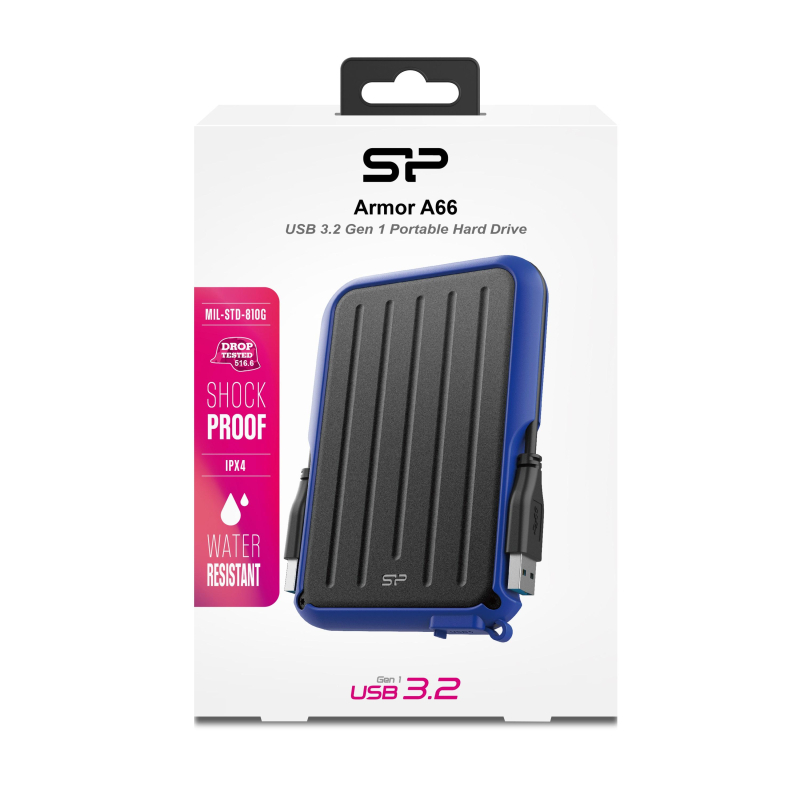 Портативный HDD Silicon Power Armor A66 5 TB USB 3.2, синий, черный - фото 2
