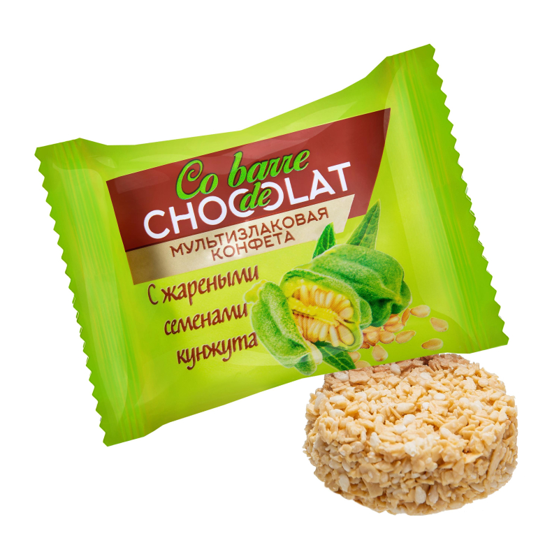 Конфеты Co barre de CHOCOLAT мультиз. с жар. сем. кунж. с бел. кон.гл.,200г - фото 1