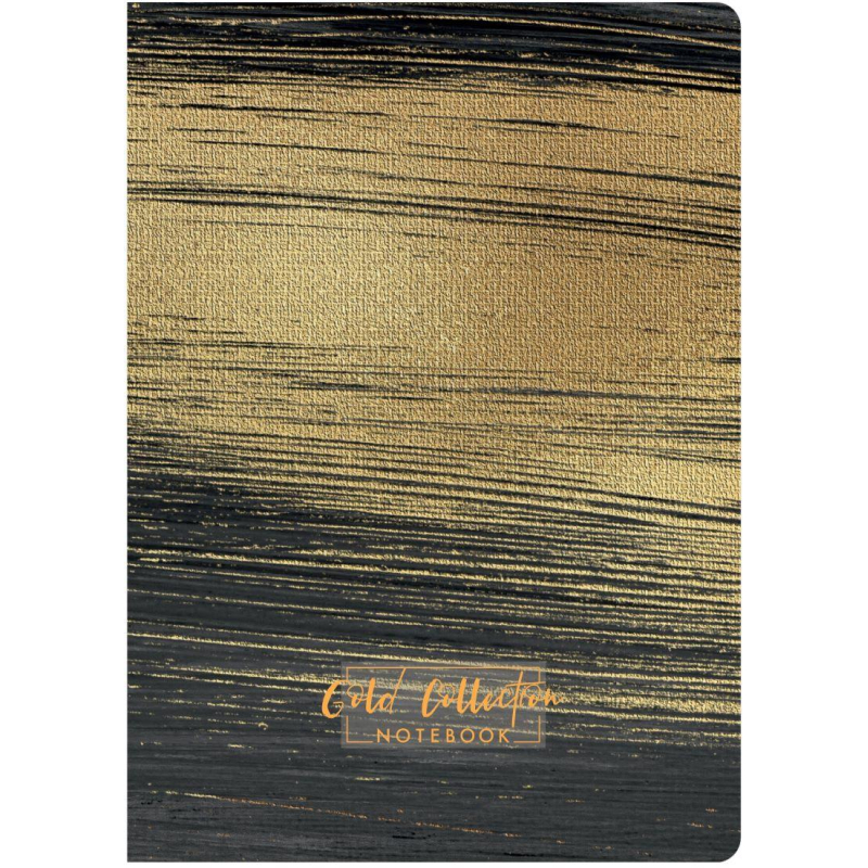 Блокнот Gold Collection А5 96л,клетка,картон,сшивка,резинка,черный - фото 1