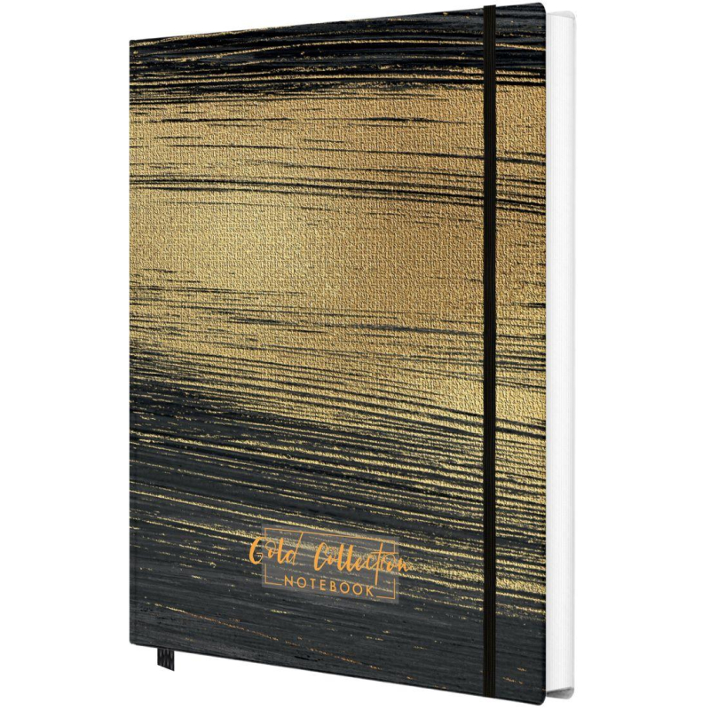 Блокнот Gold Collection А5 96л,клетка,картон,сшивка,резинка,черный - фото 3