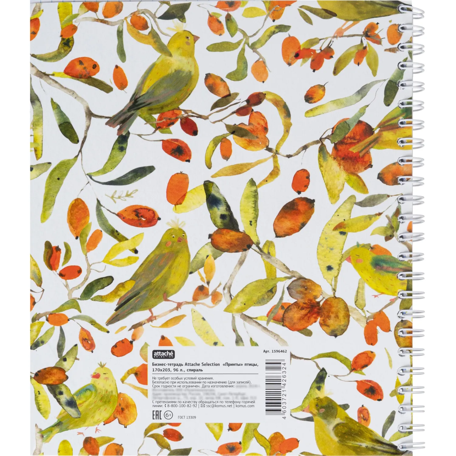 Бизнес-тетрадь Принты А5 96л, клетка, обл. мел. картон, спираль,Птицы - фото 9