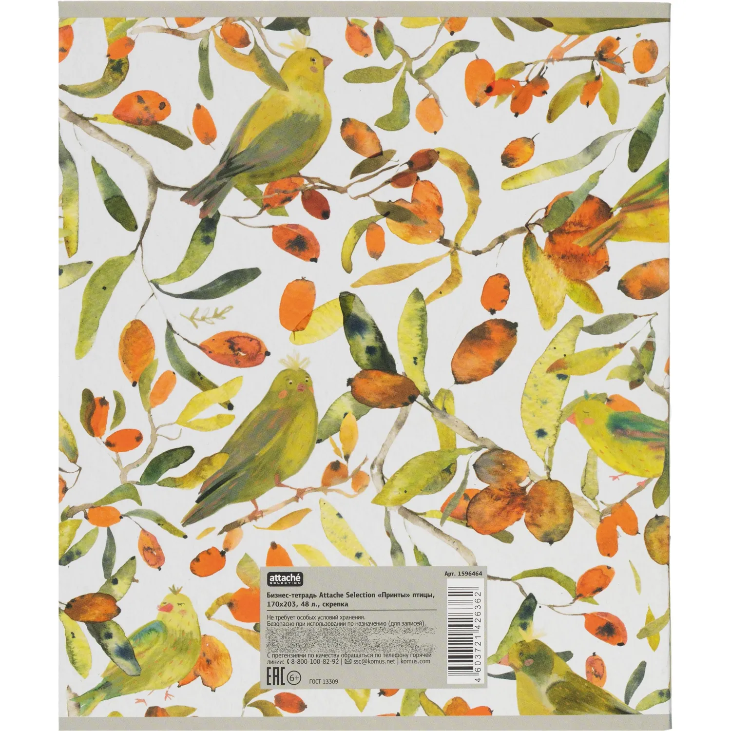 Бизнес-тетрадь Принты А5 48л, клетка, обл. мел. картон, скрепка,птицы - фото 8