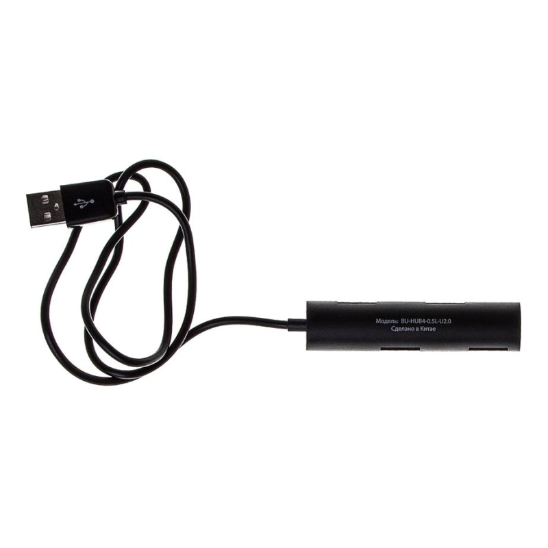 Разветвитель USB 2.0 Buro BU-HUB4-0.5R-U2.0 4порт. черный - фото 2