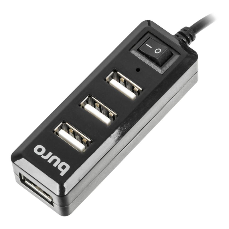 Разветвитель USB 2.0 Buro BU-HUB4-0.5L-U2.0 4порт. черный - фото 2