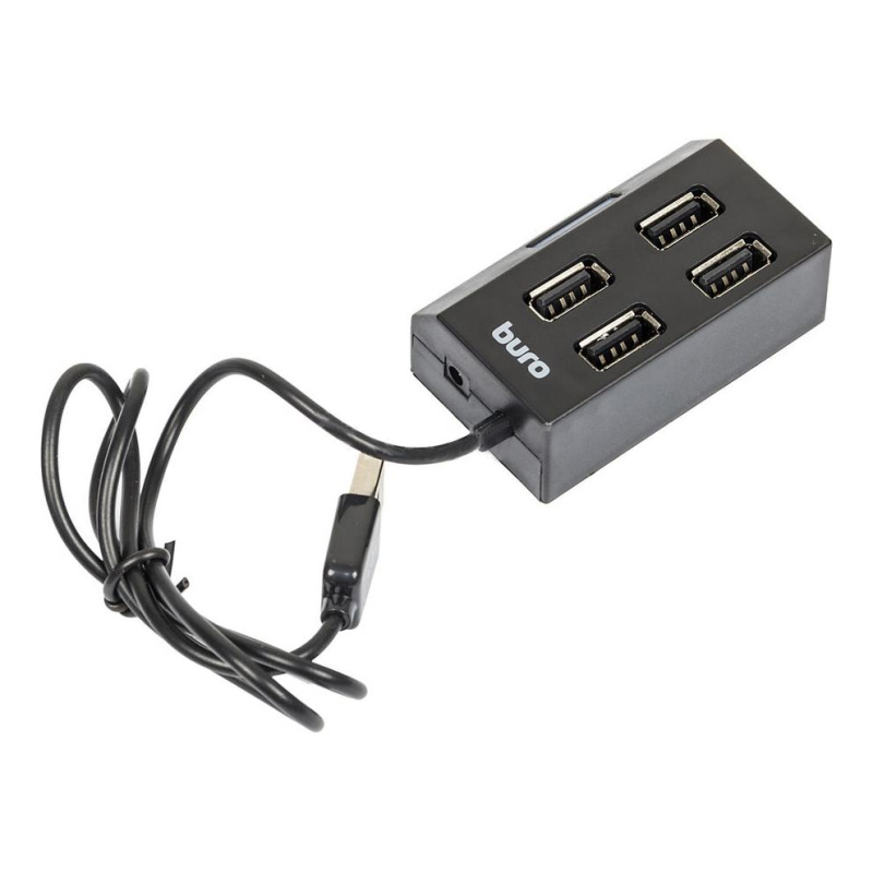 Разветвитель USB 2.0 Buro BU-HUB4-U2.0 4порт. черный - фото 1